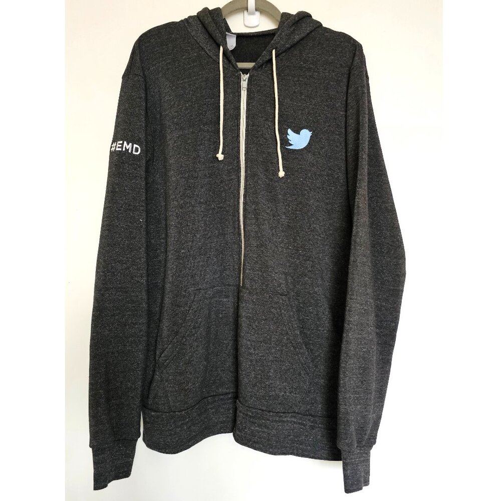Original Twitter Bird Logo Soft Full Zip Hoodie 2XL EMD Tech